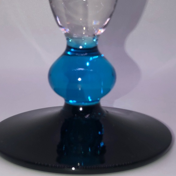 Arte Murano Icet Blue Champagne Flutes Wine Goblets Italy MCM Contemporary Set - Picture 7 of 8